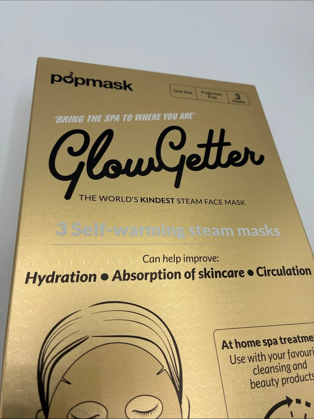 GlowGetter Self-Warming Steam Face Masks — Gold (3 Pack)